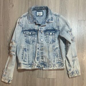 Denim Jacket with Distressed Details